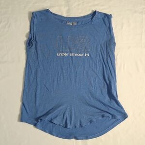 Under Armour Girls Sleeveless Tee Tank Shirt Blue Youth Large